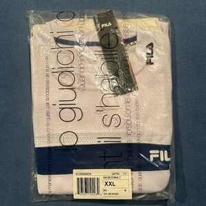 Brand new with tags original 90's vintage unopened white fila XXL athletic shirt